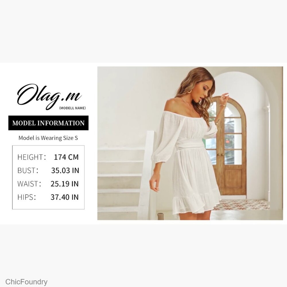 Square Neck Tie Back Lantern Sleeve Ruffle A-Line Casual Summer Dress - Picture 6 of 7